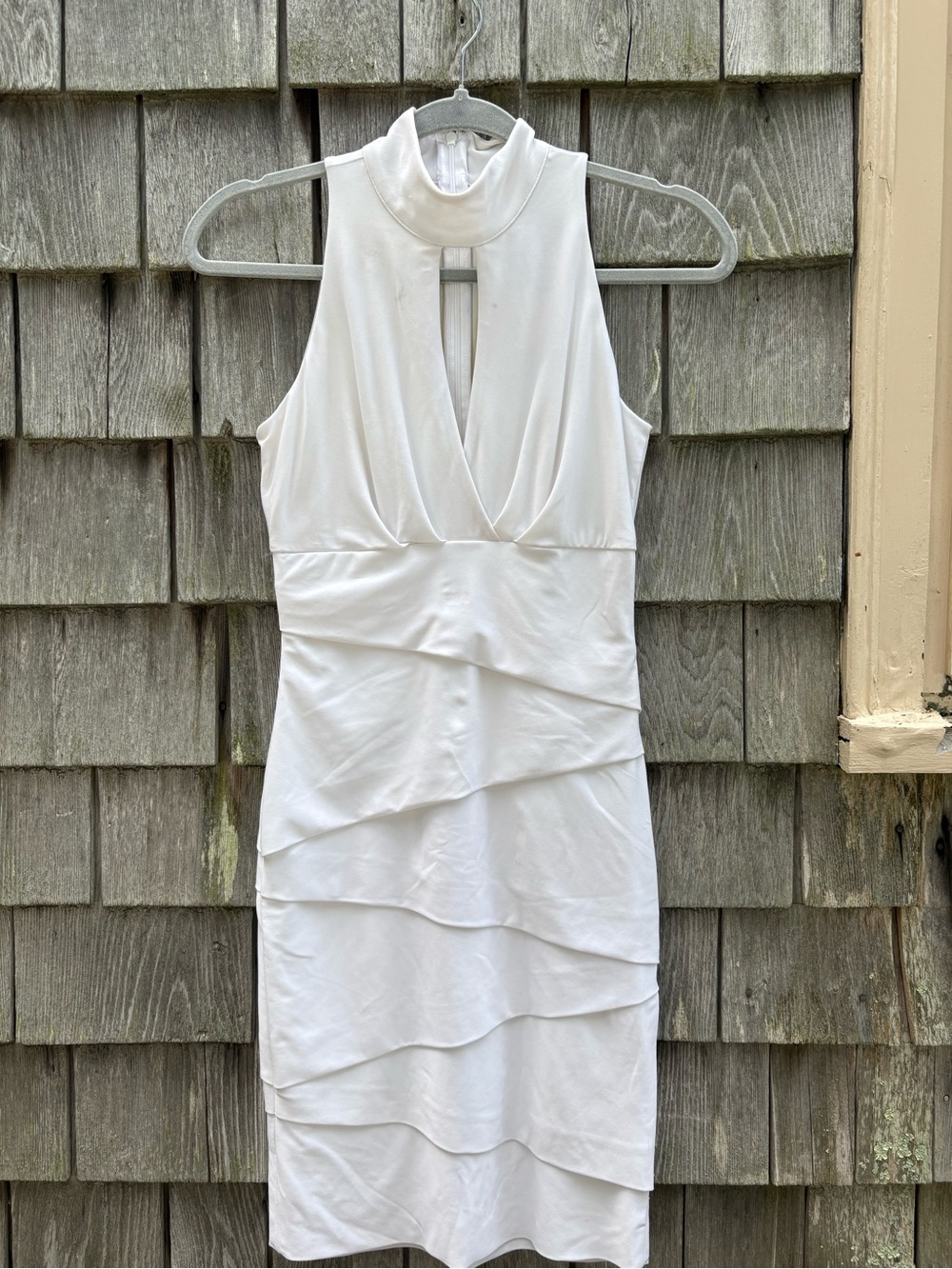 White House Black Market White Sleeveless Halter Keyhole Midi Dress